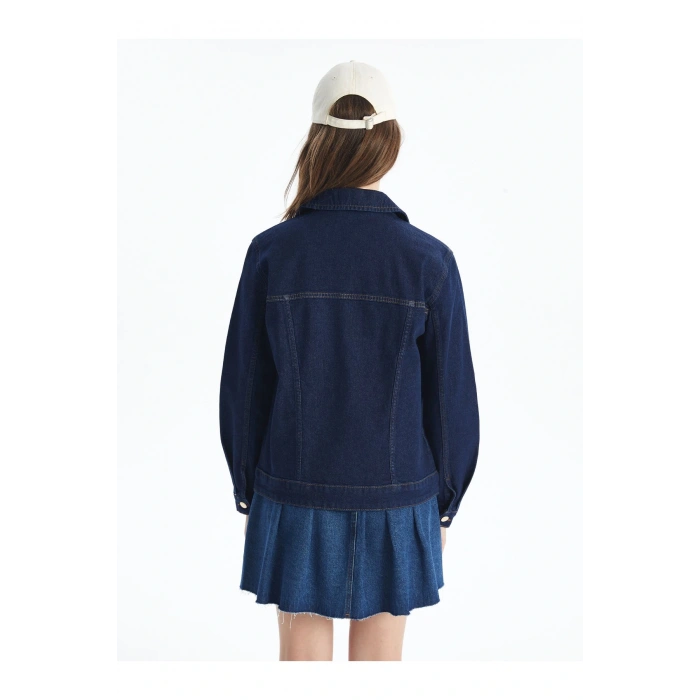 Gömlek Yaka Kadın Jean Ceket