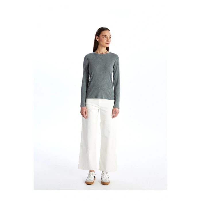 LCW Bisiklet Yaka Düz Uzun Kollu Kadın Body