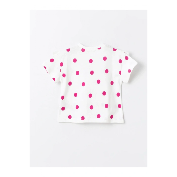 Bisiklet Yaka Baskılı Kısa Kollu Kız Bebek Tişört