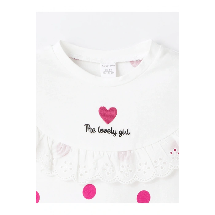 Bisiklet Yaka Baskılı Kısa Kollu Kız Bebek Tişört