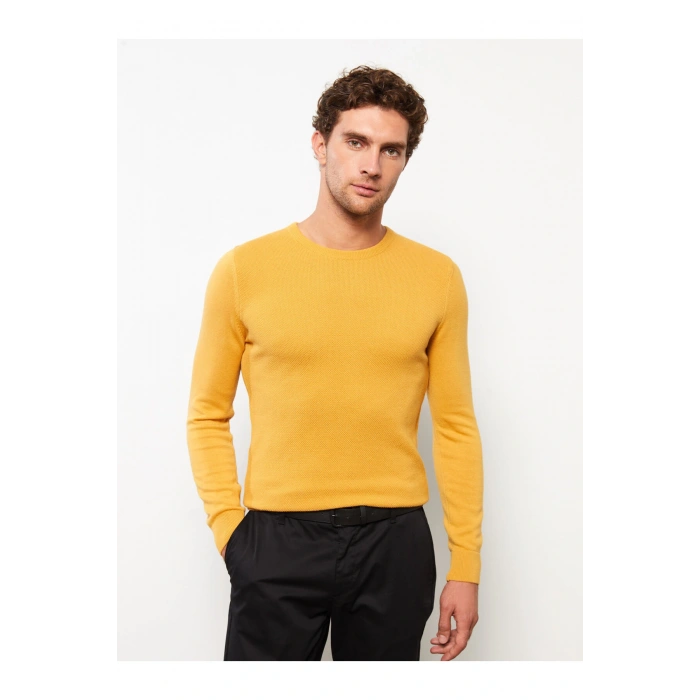 Bisiklet Yaka Uzun Kollu Erkek Triko Kazak