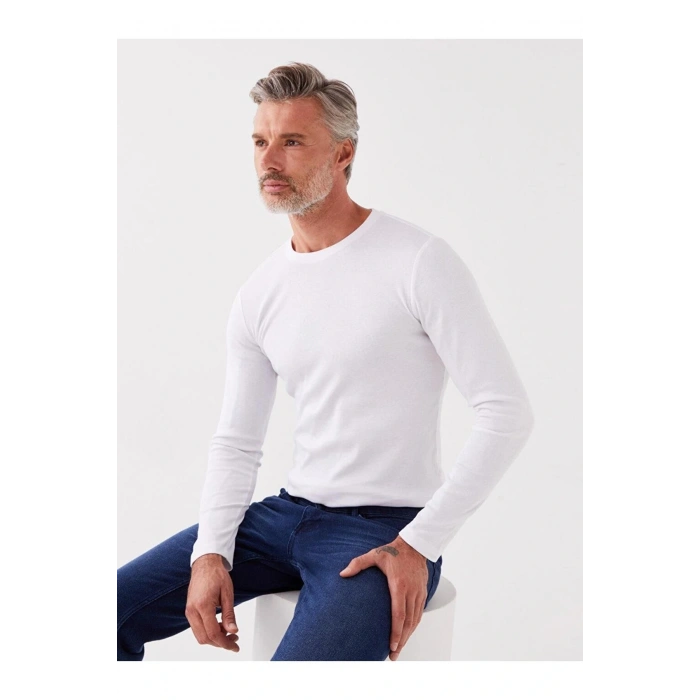 Classic Bisiklet Yaka Uzun Kollu Erkek Sweatshirt