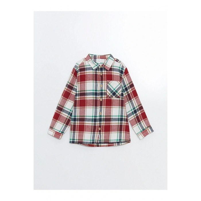 LCW Kids Ekoseli Uzun Kollu Ekose Desenli Erkek Çocuk Gömlek