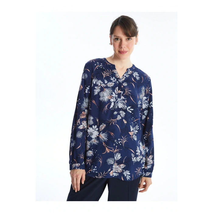 Lcw Grace Baskılı Kaçık Yaka Çiçekli Uzun Kollu Kadın Bluz