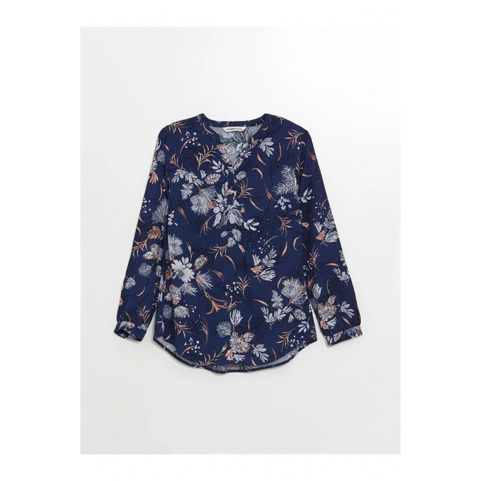 Lcw Grace Baskılı Kaçık Yaka Çiçekli Uzun Kollu Kadın Bluz