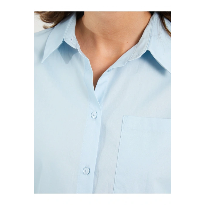 Düz Uzun Kollu Poplin Hamile Gömlek