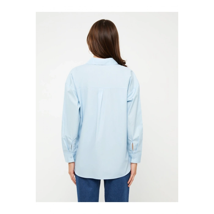 Düz Uzun Kollu Poplin Hamile Gömlek