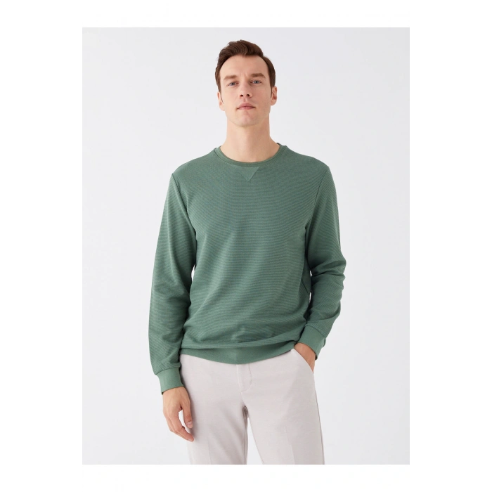 Bisiklet Yaka Uzun Kollu Erkek Sweatshirt