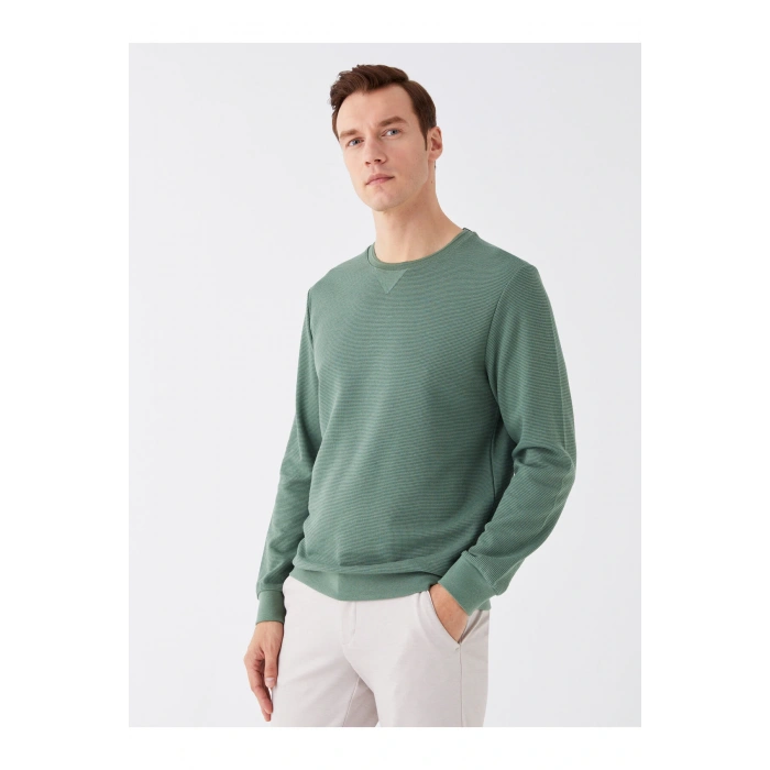 Bisiklet Yaka Uzun Kollu Erkek Sweatshirt