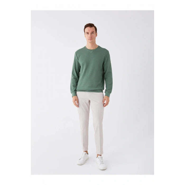 Bisiklet Yaka Uzun Kollu Erkek Sweatshirt