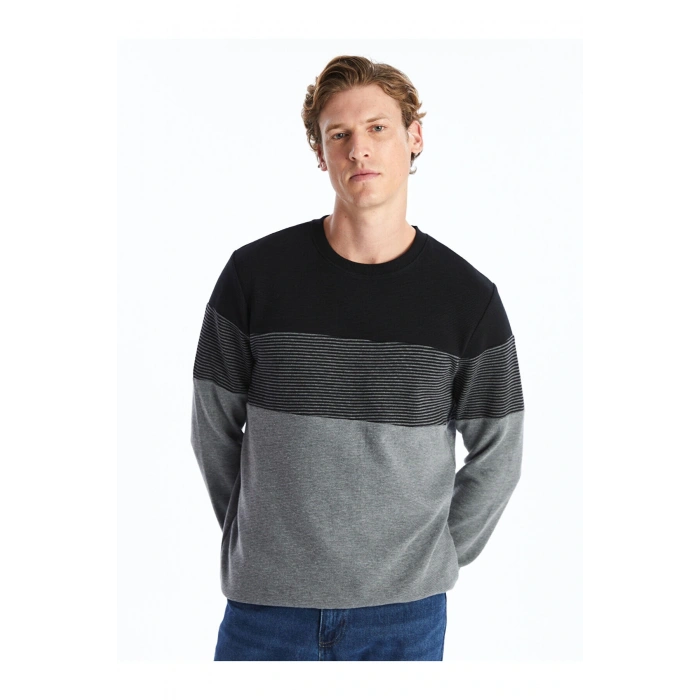 Lcwaıkıkı Classic Bisiklet Yaka Uzun Kollu Erkek Sweatshirt