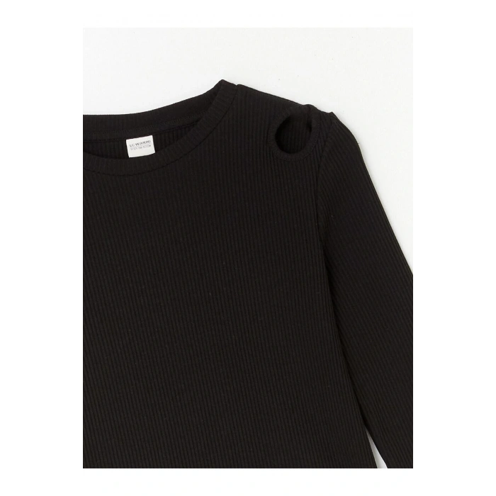 LCW Kids Bisiklet Yaka Basic Uzun Kollu Kız Çocuk Tişört (W4)