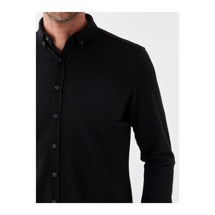 Slim Fit Uzun Kollu Armürlü Erkek Gömlek