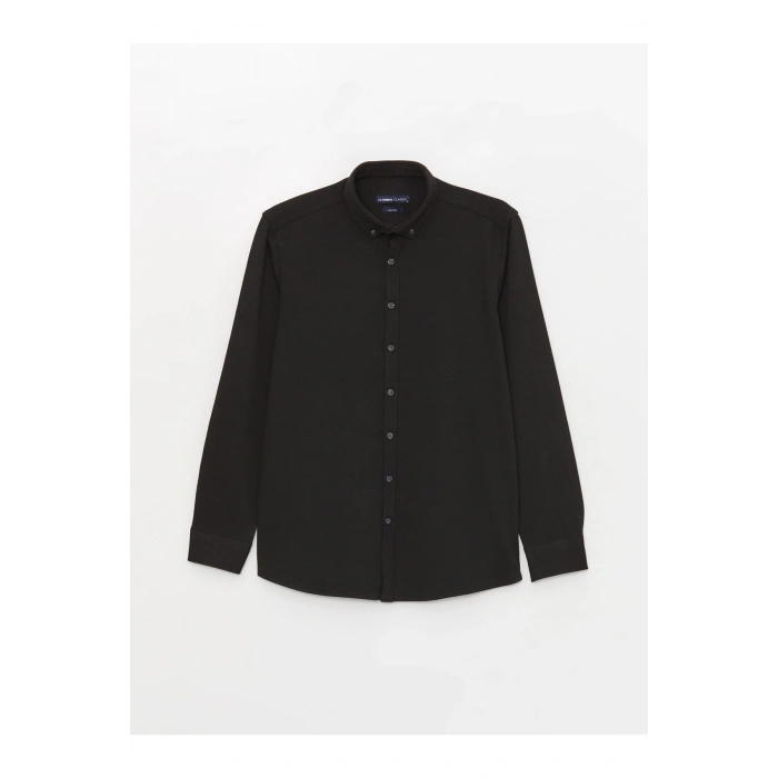 Slim Fit Uzun Kollu Armürlü Erkek Gömlek
