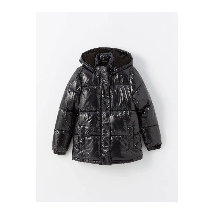 Kapüşonlu Kız Çocuk Mont