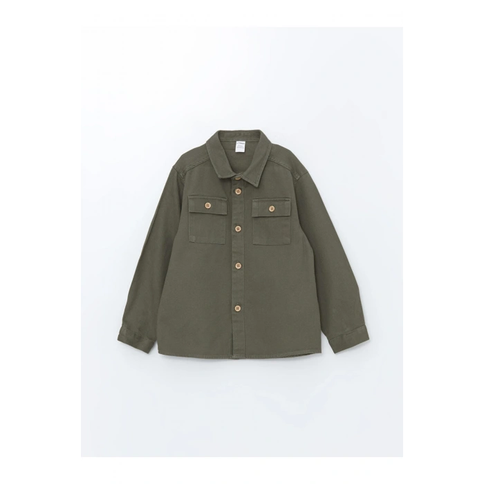 Haki Uzun Kollu Basic Erkek Çocuk Gömlek