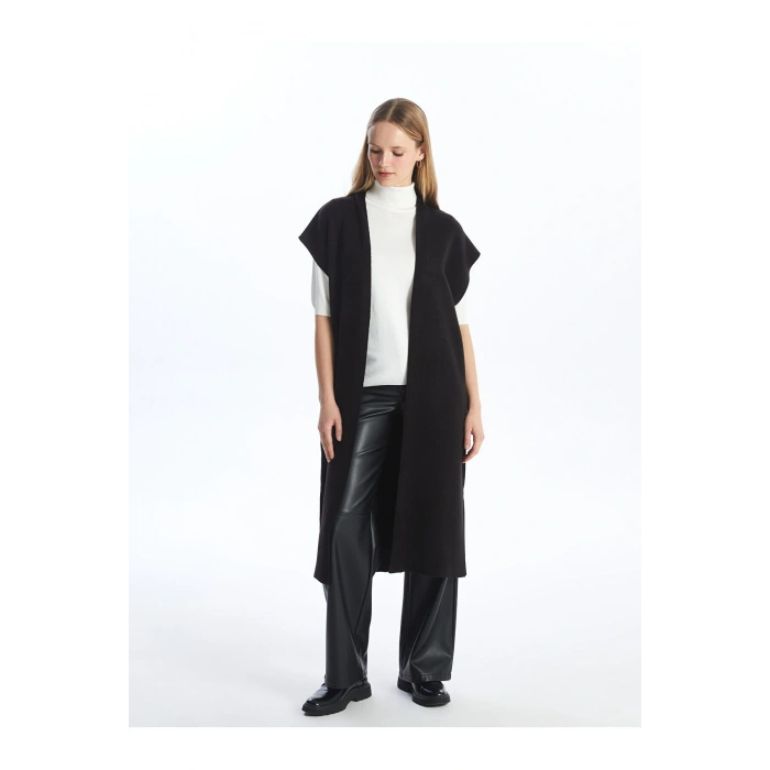 Şal Yaka Düz Kısa Kollu Oversize Kadın Triko Hırka