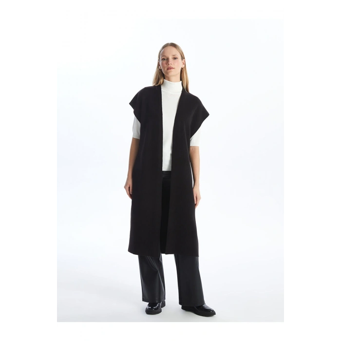 Şal Yaka Düz Kısa Kollu Oversize Kadın Triko Hırka