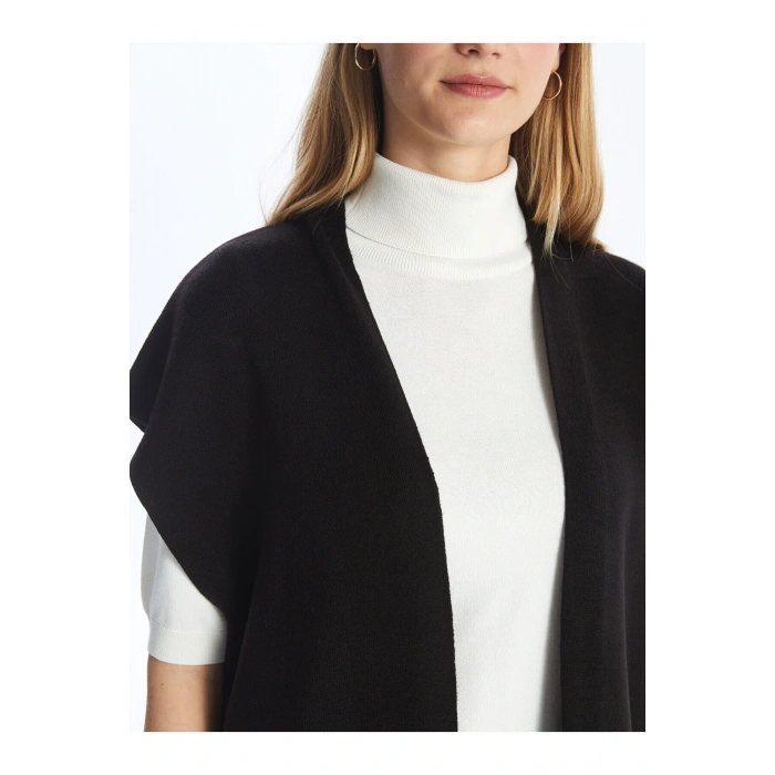 Şal Yaka Düz Kısa Kollu Oversize Kadın Triko Hırka