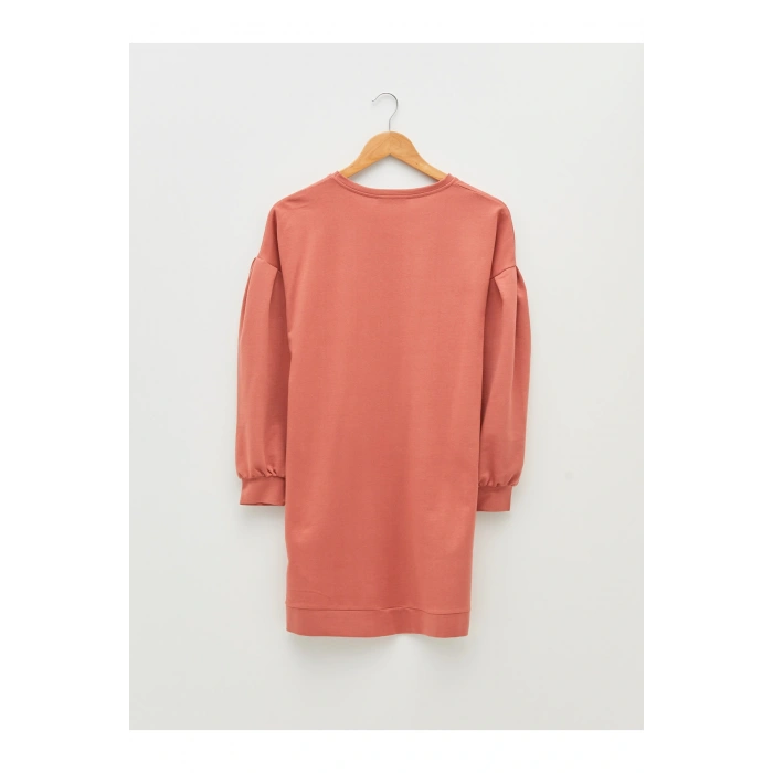 Bisiklet Yaka Düz Uzun Kollu Kadın Elbise