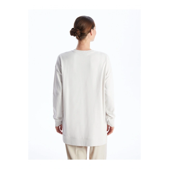 Bisiklet Yaka Baskılı Uzun Kollu Oversize Kadın Tunik