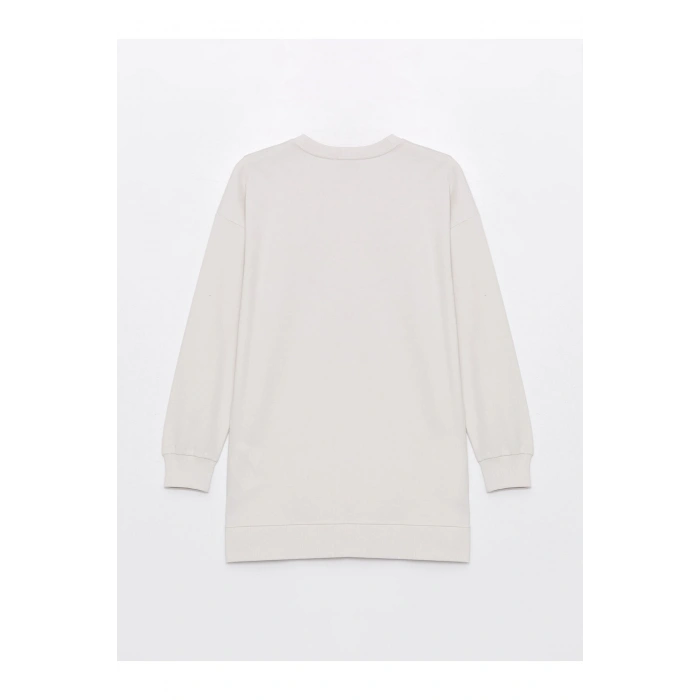 Bisiklet Yaka Baskılı Uzun Kollu Oversize Kadın Tunik