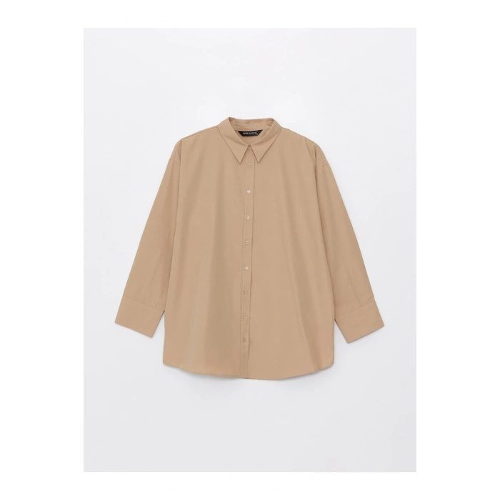 Düz Uzun Kollu Poplin Kadın Gömlek Tunik