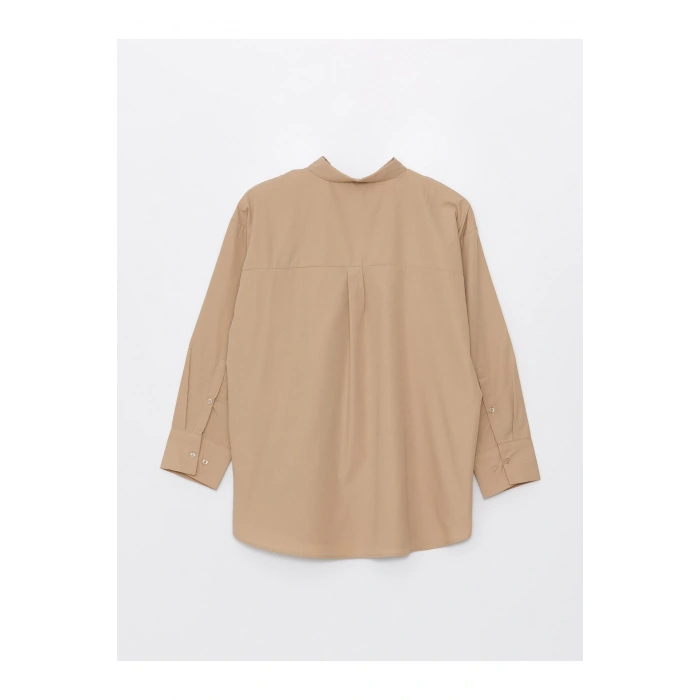 Düz Uzun Kollu Poplin Kadın Gömlek Tunik