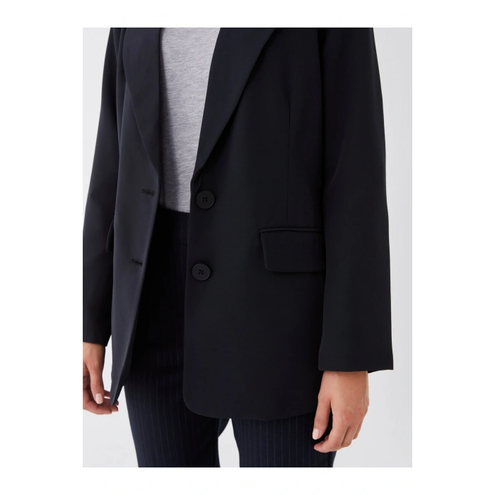 Düz Uzun Kollu Krep Kadın Blazer Ceket