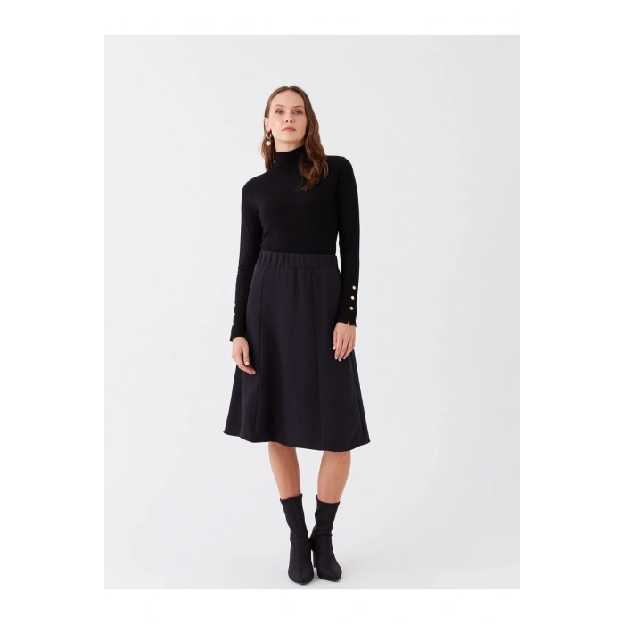 Beli Lastikli Düz A Kesim Kadın Etek