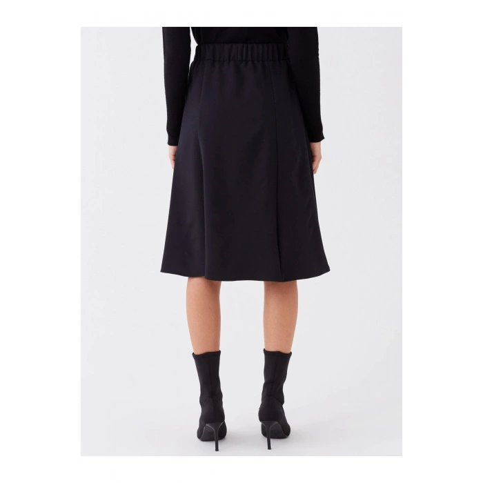 Beli Lastikli Düz A Kesim Kadın Etek