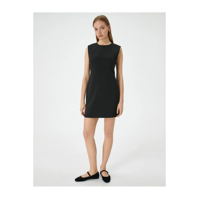 Mini Elbise Kolsuz Bisiklet Yaka