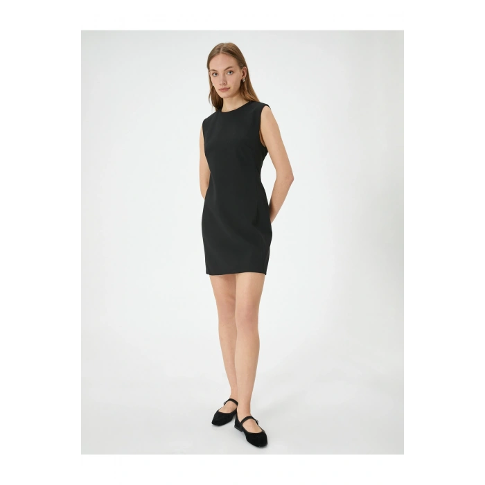 Mini Elbise Kolsuz Bisiklet Yaka