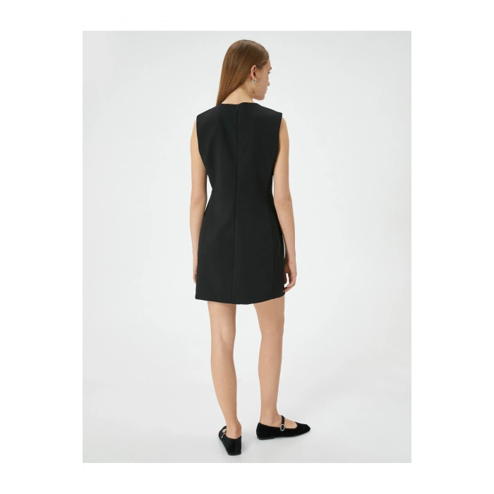 Mini Elbise Kolsuz Bisiklet Yaka