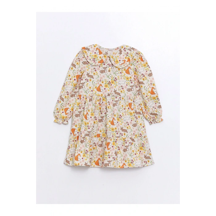 Lcw Kids Ekru Bebe Yaka Kız Çocuk Elbise