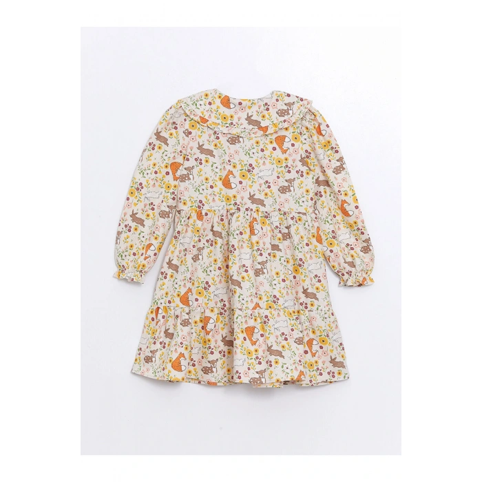 Lcw Kids Ekru Bebe Yaka Kız Çocuk Elbise