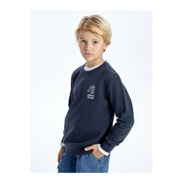 Lcw Bisiklet Yaka Baskılı Uzun Kollu Erkek Çocuk Sweatshirt