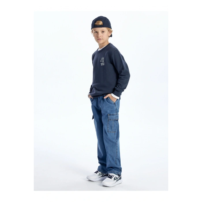 Lcw Bisiklet Yaka Baskılı Uzun Kollu Erkek Çocuk Sweatshirt