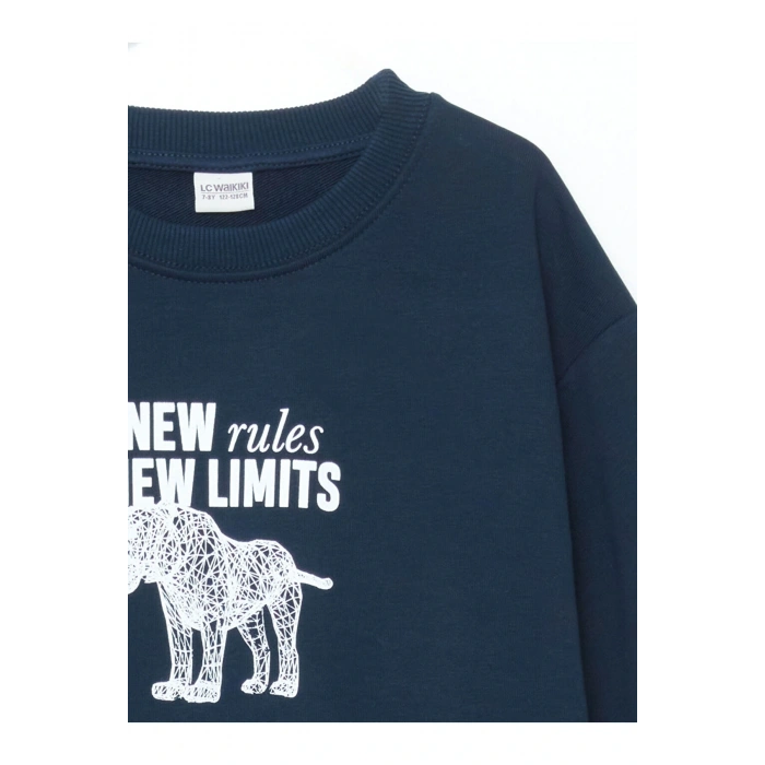 Bisiklet Yaka Erkek Çocuk Kalın Sweatshirt