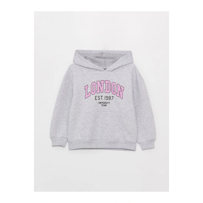 Baskılı Uzun Kollu Kız Çocuk Hoodie