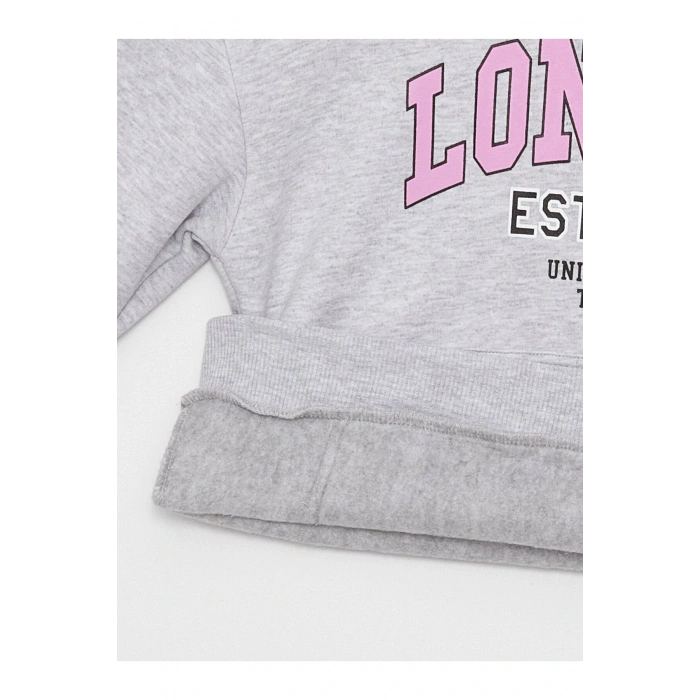 Baskılı Uzun Kollu Kız Çocuk Hoodie