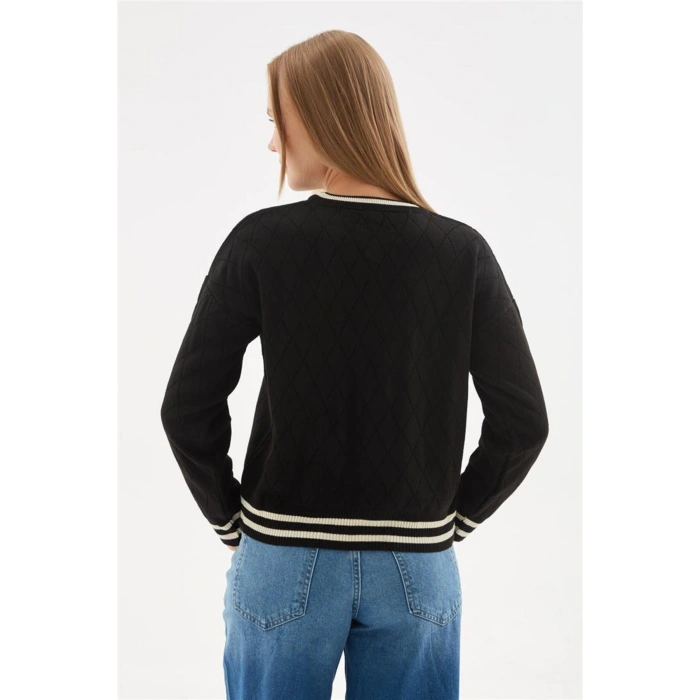 Baklava Desen Kazak Siyah