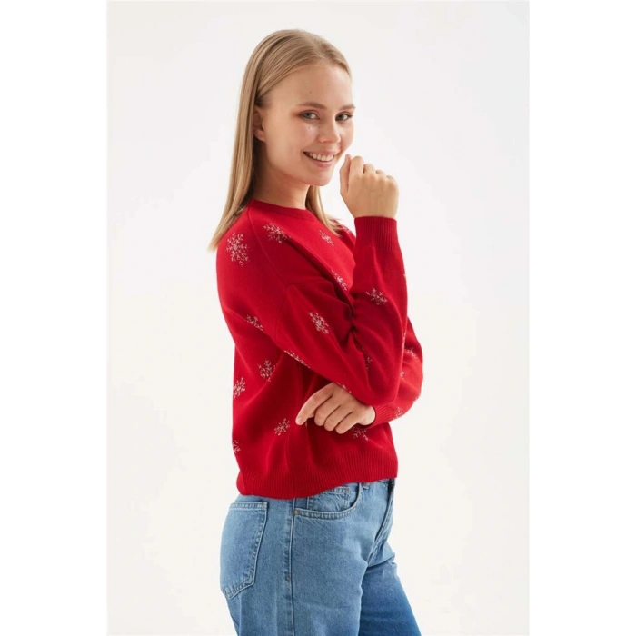 Desenli Kazak Kırmızı