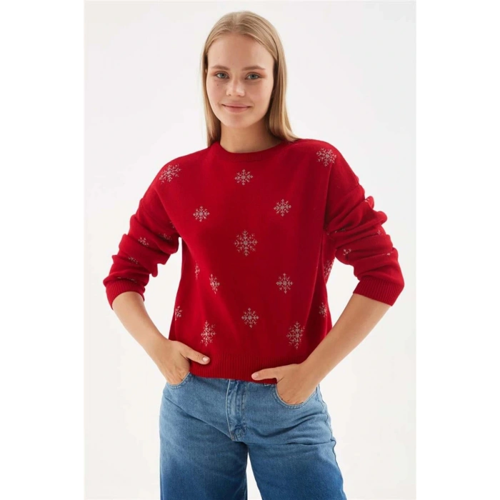 Desenli Kazak Kırmızı