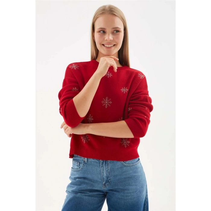 Desenli Kazak Kırmızı