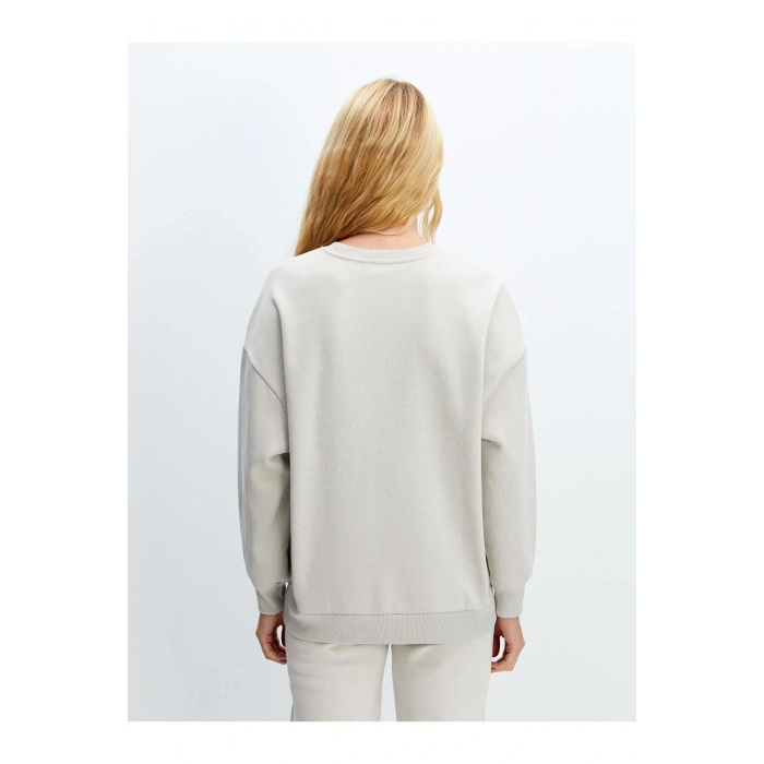 LCW Vision  Bisiklet Yaka Baskılı Oversize Kadın Kalın Sweatshirt