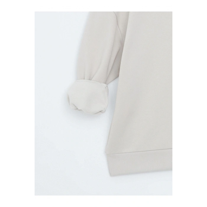 LCW Vision  Bisiklet Yaka Baskılı Oversize Kadın Kalın Sweatshirt