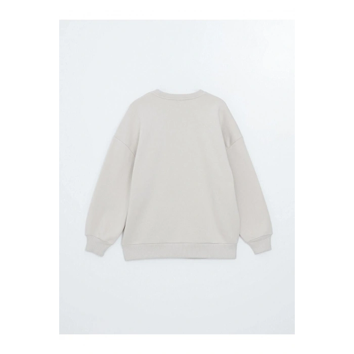 LCW Vision  Bisiklet Yaka Baskılı Oversize Kadın Kalın Sweatshirt