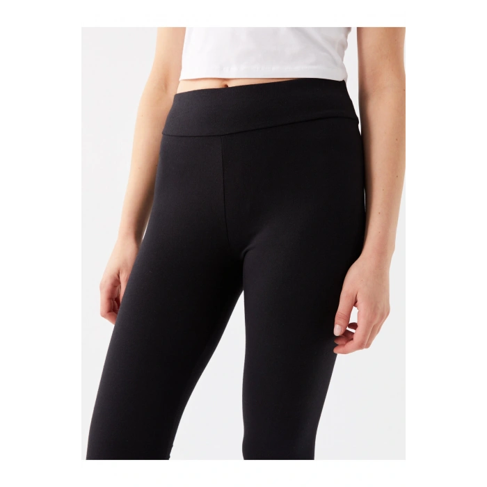 Kadın Beli Lastikli Düz Tayt