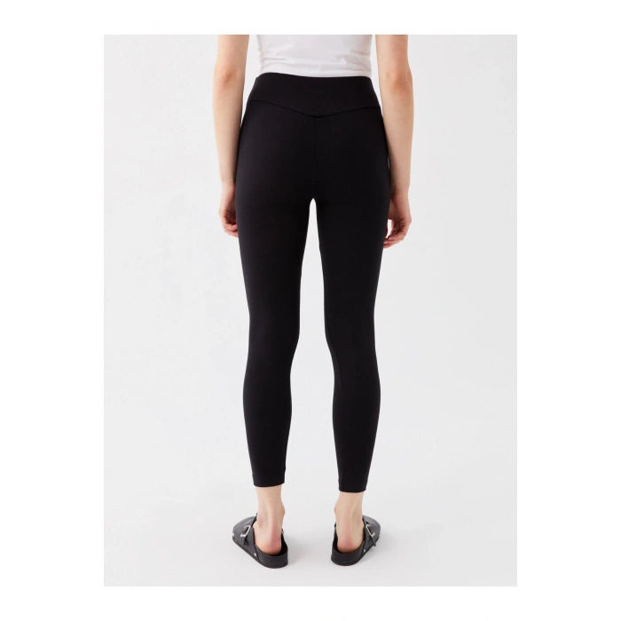 Kadın Beli Lastikli Düz Tayt